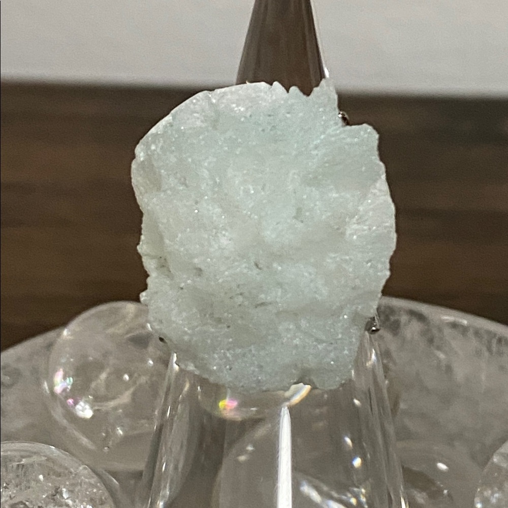 Raw Blue Calcite Ring • Sky Blue Crystal Cluster • Soothing Statement Jewelry